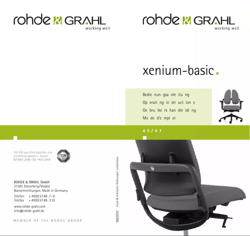 Page n°1 - Manuel utilisateur Rohde & Grahl Xenium Basic