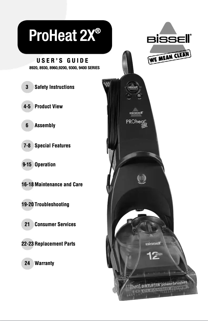 Page n°1 - Manuel utilisateur Bissell 9400 J