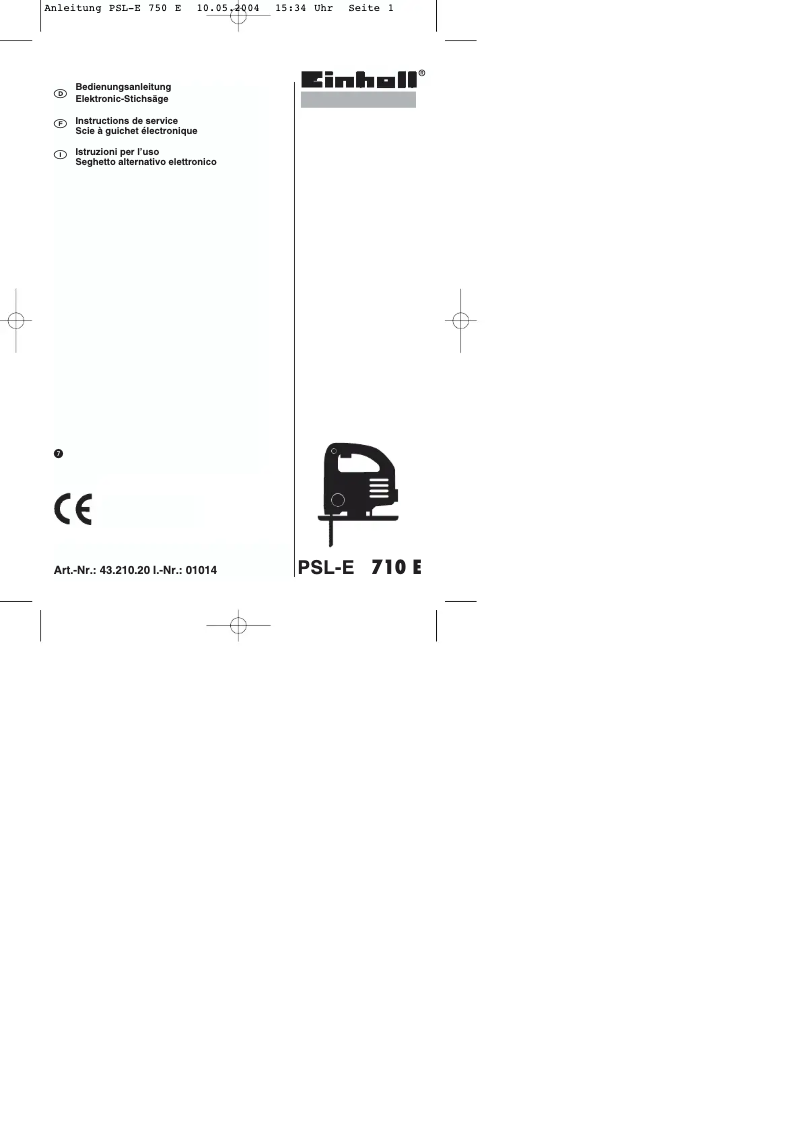 Page n°1 - Manuel utilisateur Einhell PSL-E 750 E