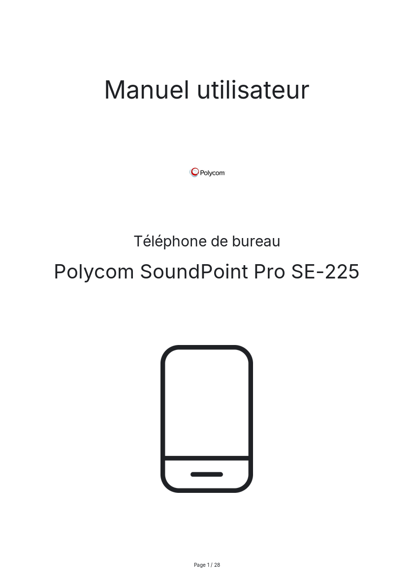 Page n°1 - Manuel utilisateur Polycom SoundPoint Pro SE-225