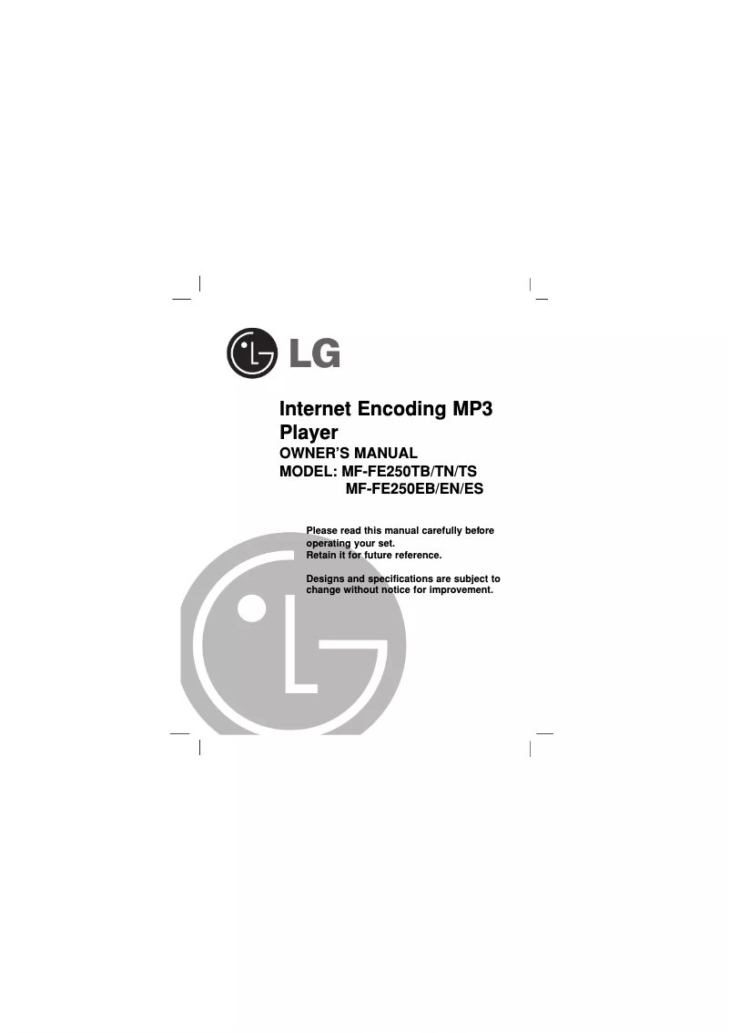 Page n°1 - Manuel utilisateur LG MF-FE250ES