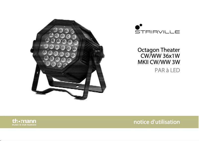 Page 1 de la notice Manuel utilisateur Stairville Octagon Theatre CW/WW 36x1W