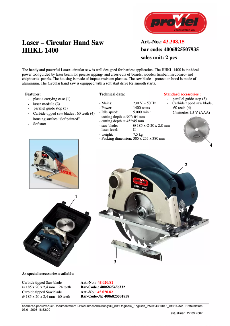 Página 1 del manual Manual de usuario Proviel HHKL 1400