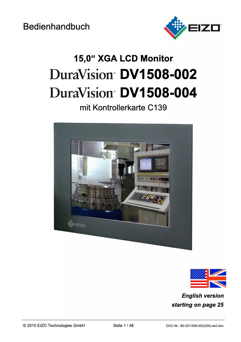 Image de la première page du manuel de l'appareil DuraVision DV1508-002