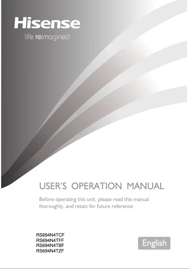 Page 1 de la notice Manuel utilisateur Hisense RS694N4TZF