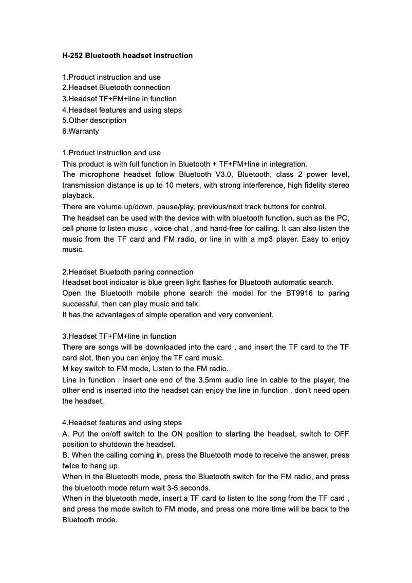 Page 1 de la notice Manuel utilisateur QFX H-252