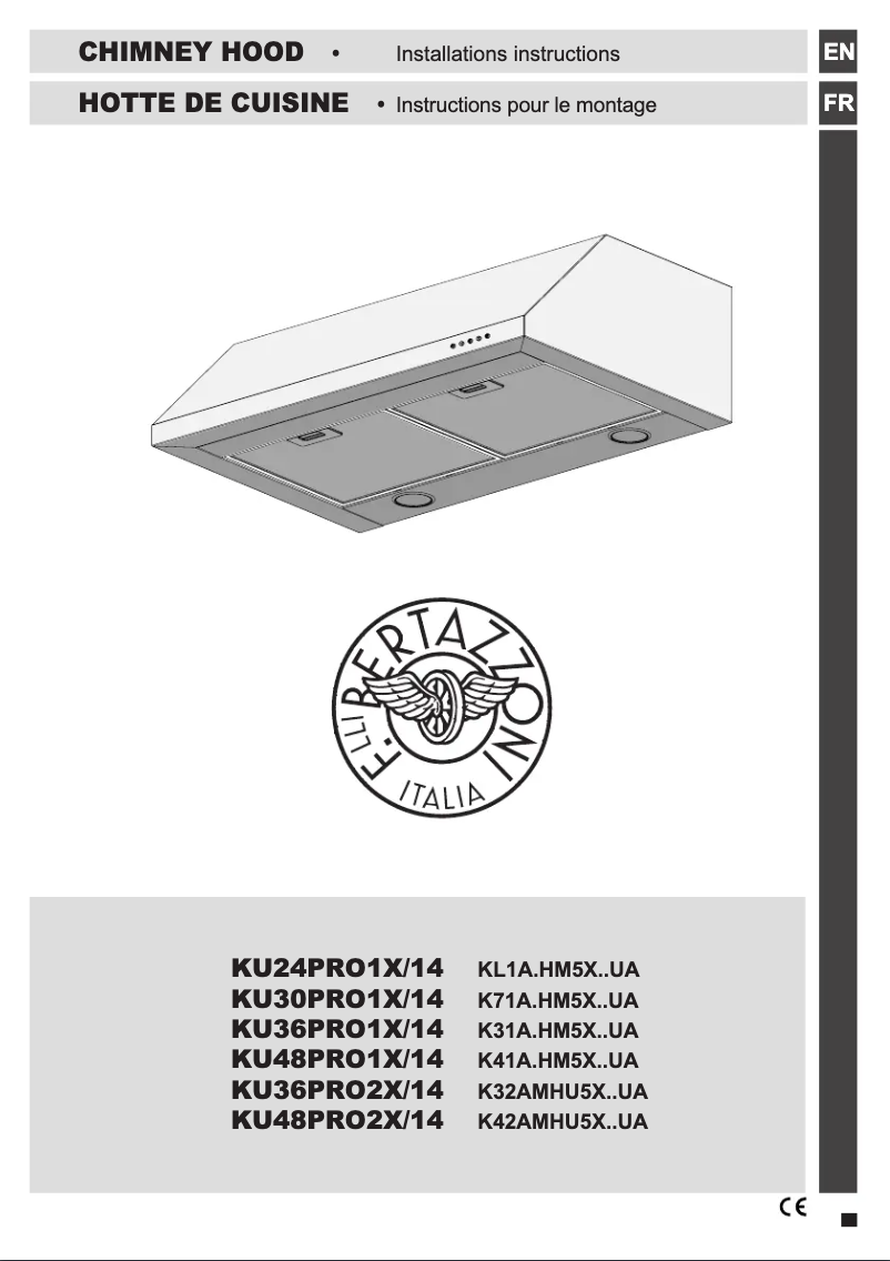 Page 1 de la notice Guide d'installation Bertazzoni KU36PRO2X14