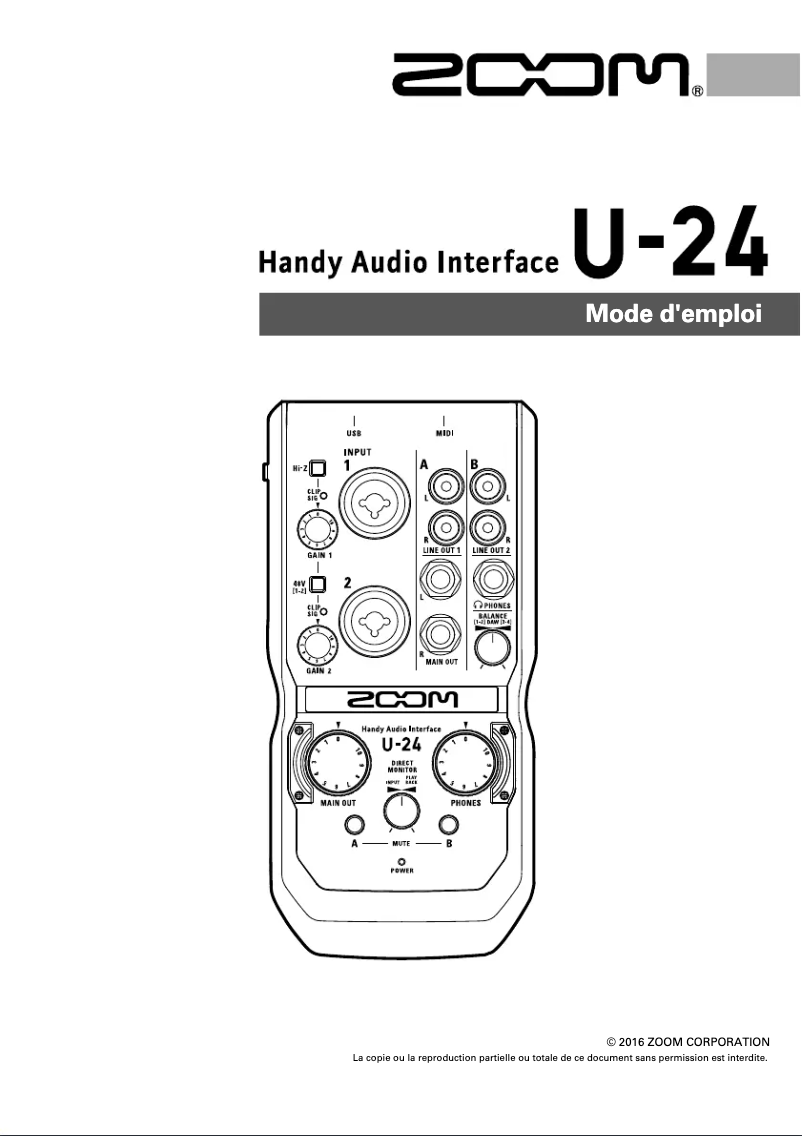 Page n°1 - Manuel utilisateur Zoom U-24