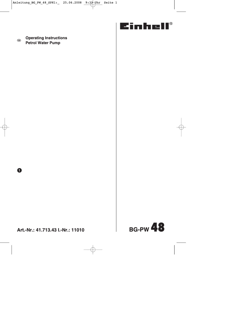 Image de la première page du manuel de l'appareil BG-PW 48