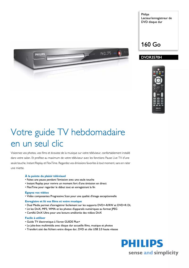 First page image of the manual for DVDR3570H