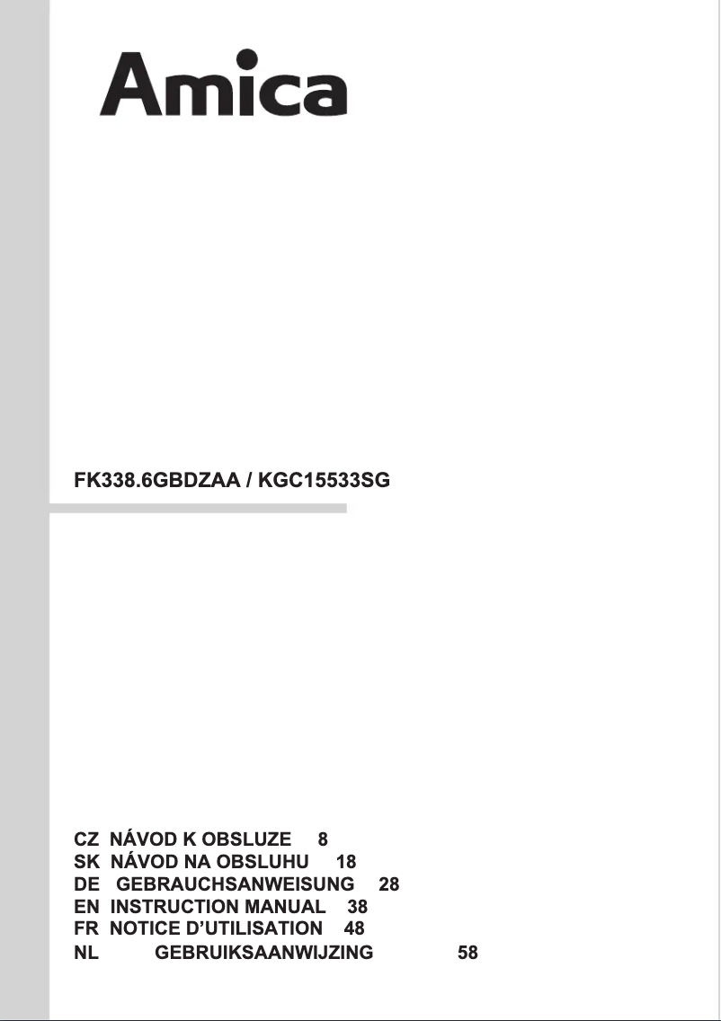 Page n°1 - Manuel utilisateur Amica KGC 15533 SG