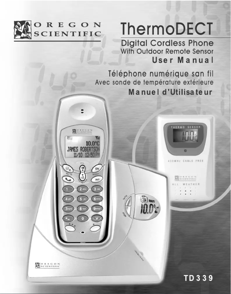 Page 1 de la notice Manuel utilisateur Oregon Scientific TD339