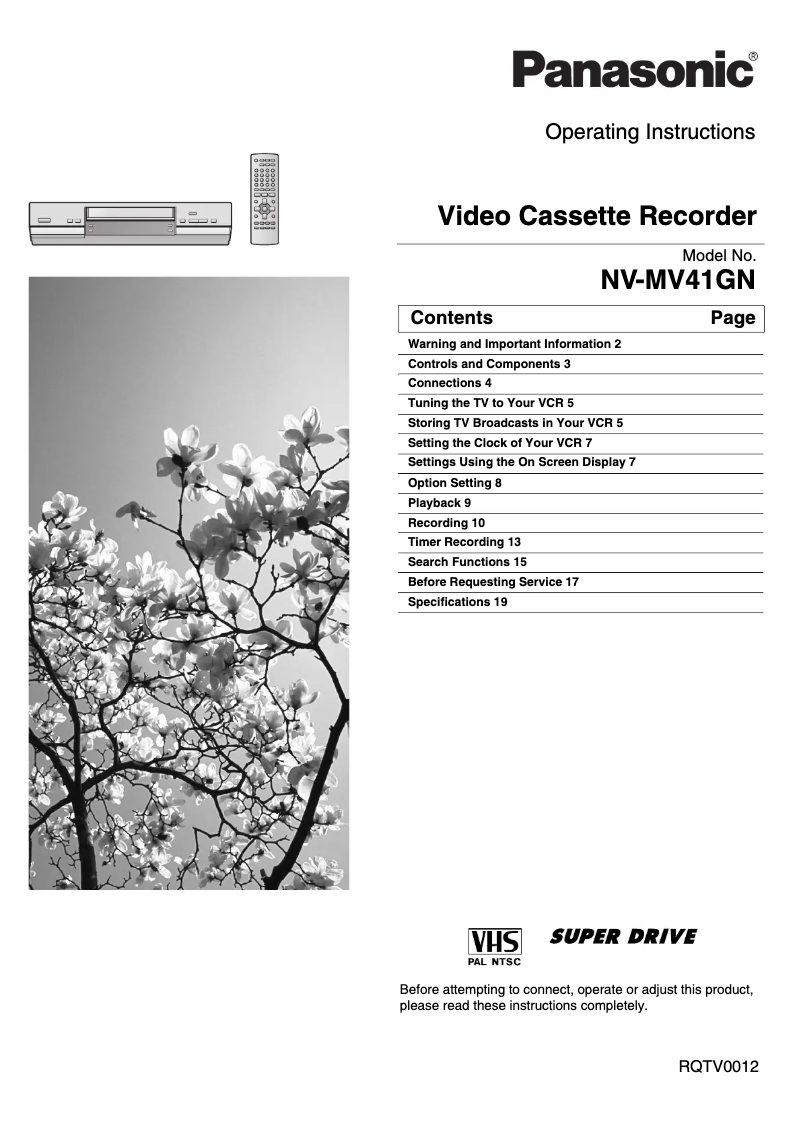 Image de la première page du manuel de l'appareil NV-MV41GN