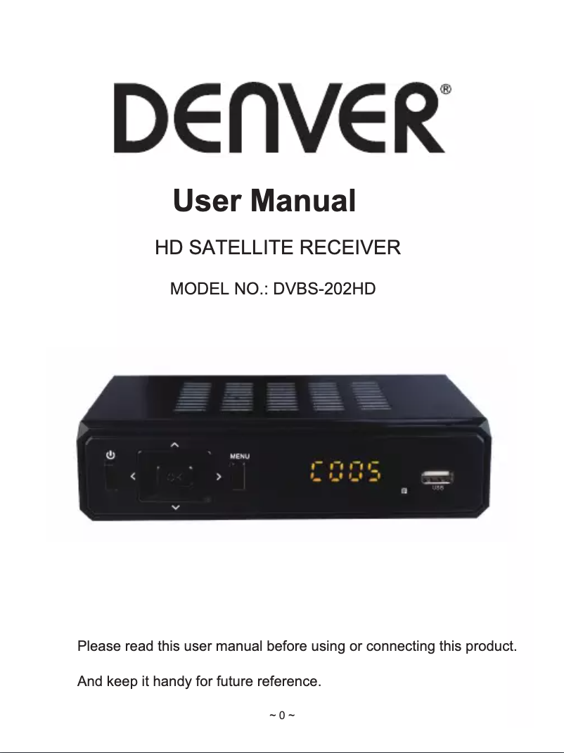 Page n°1 - Manuel utilisateur Denver DVBS-202HD