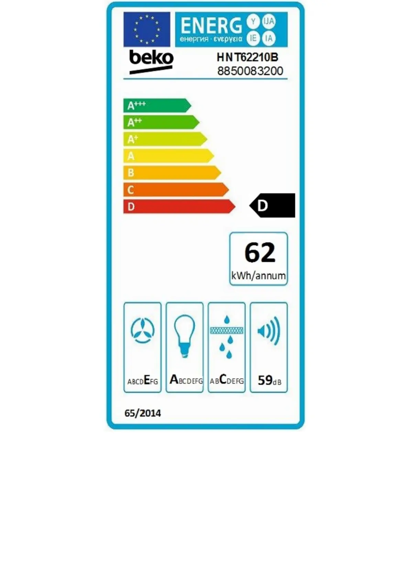 Page 1 de la notice Label énergétique Beko HNT62210B