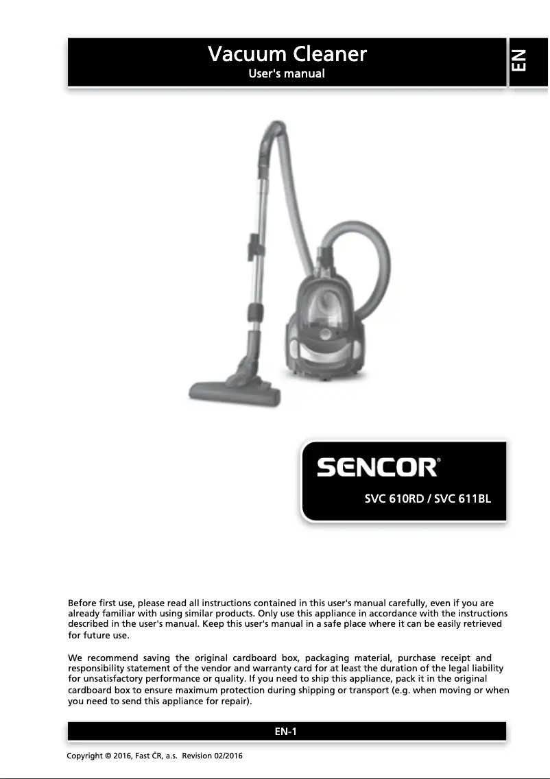 Image de la première page du manuel de l'appareil SVC 611BL