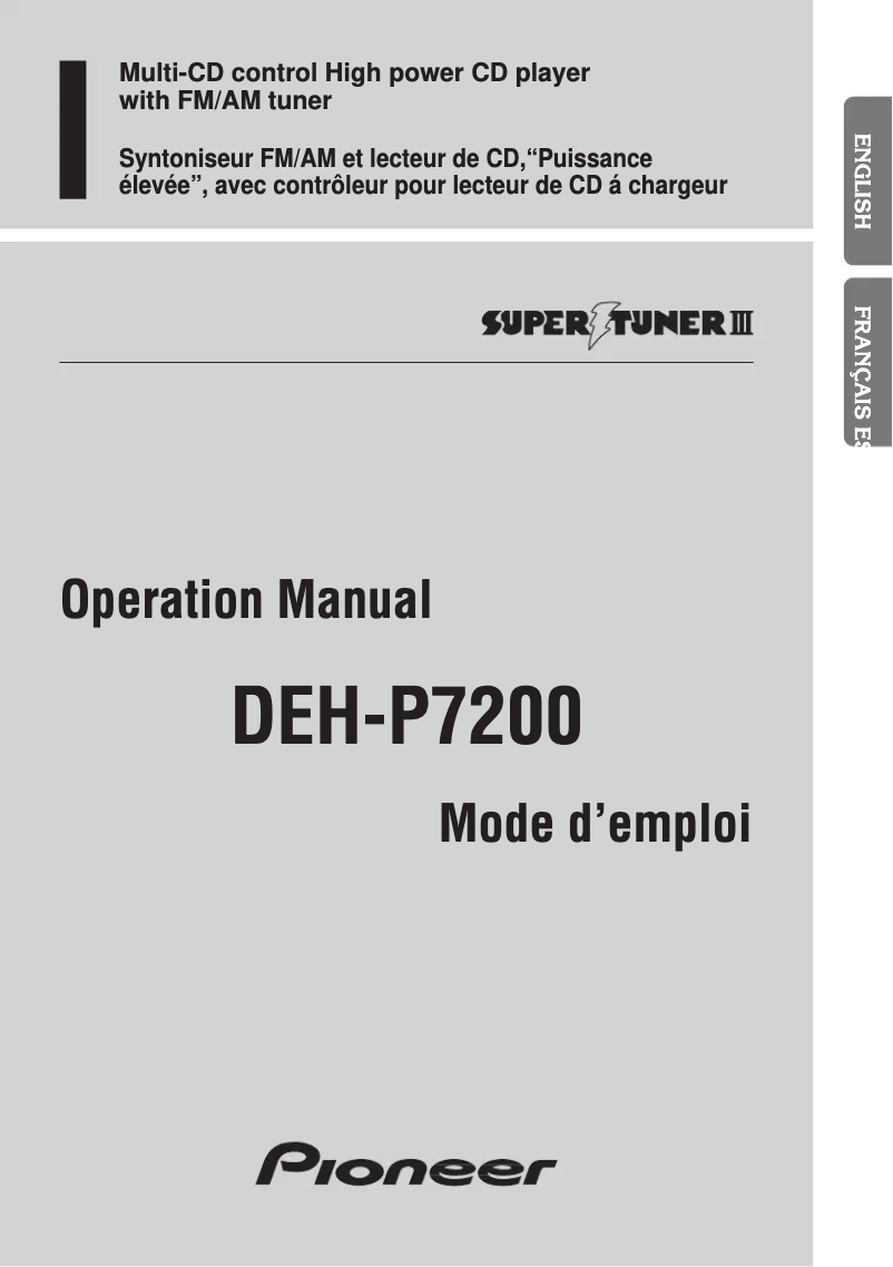 Page 1 of the manual User Manual Pioneer DEH-P7200