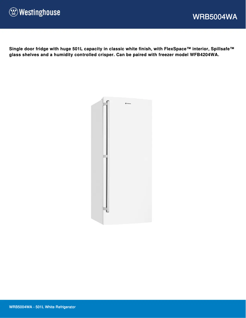 Image de la première page du manuel de l'appareil WRB5004WA