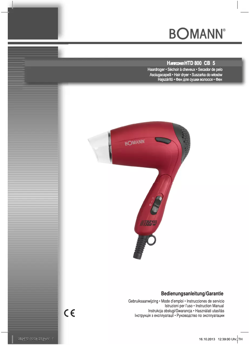 Page 1 de la notice Manuel utilisateur Bomann HTD 8005 CB