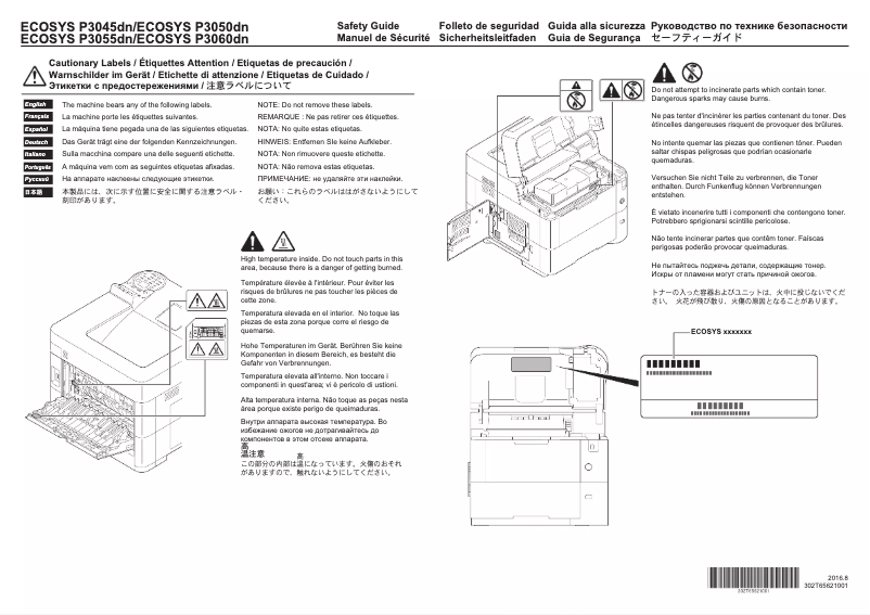 Page 1 de la notice Instructions de sécurité Kyocera ECOSYS P3045dn