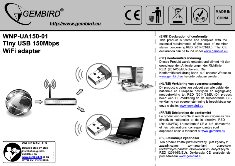 Page n°1 - Manuel utilisateur Gembird WNP-UA150-01