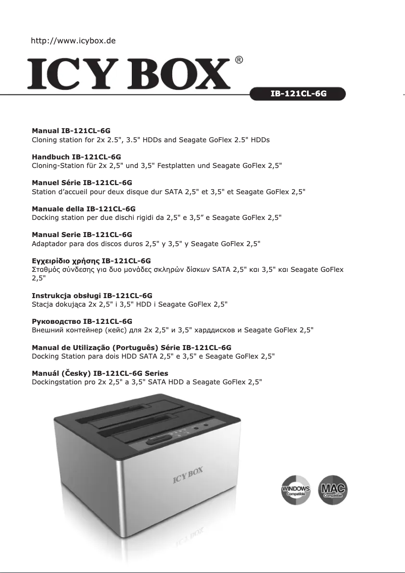 Page 1 de la notice Manuel utilisateur Icy Box IB-121CL-6G