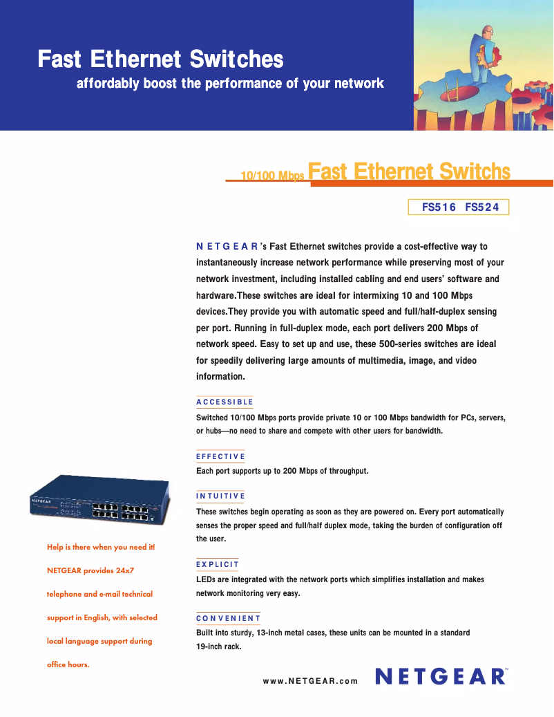 Page n°1 - Fiche technique Netgear FS516