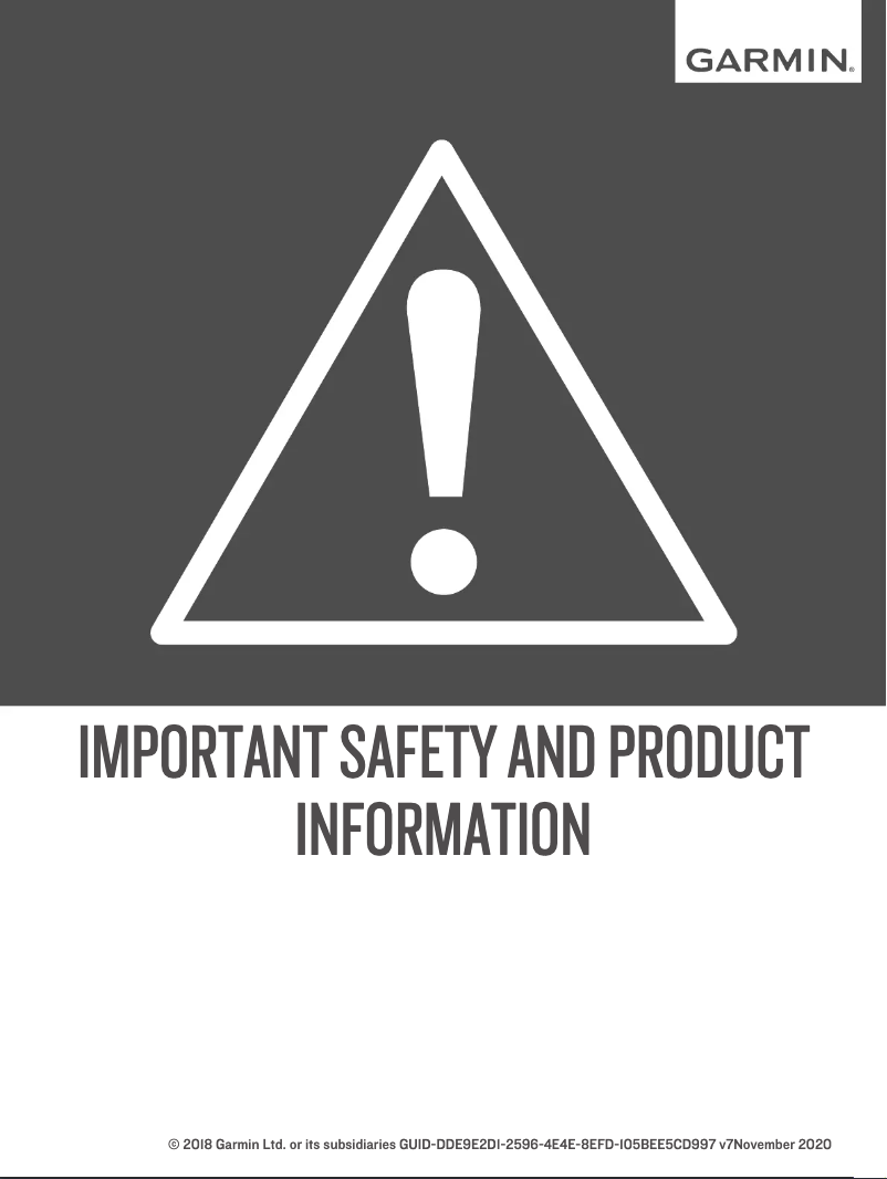 Page n°1 - Instructions de sécurité Garmin fēnix 6