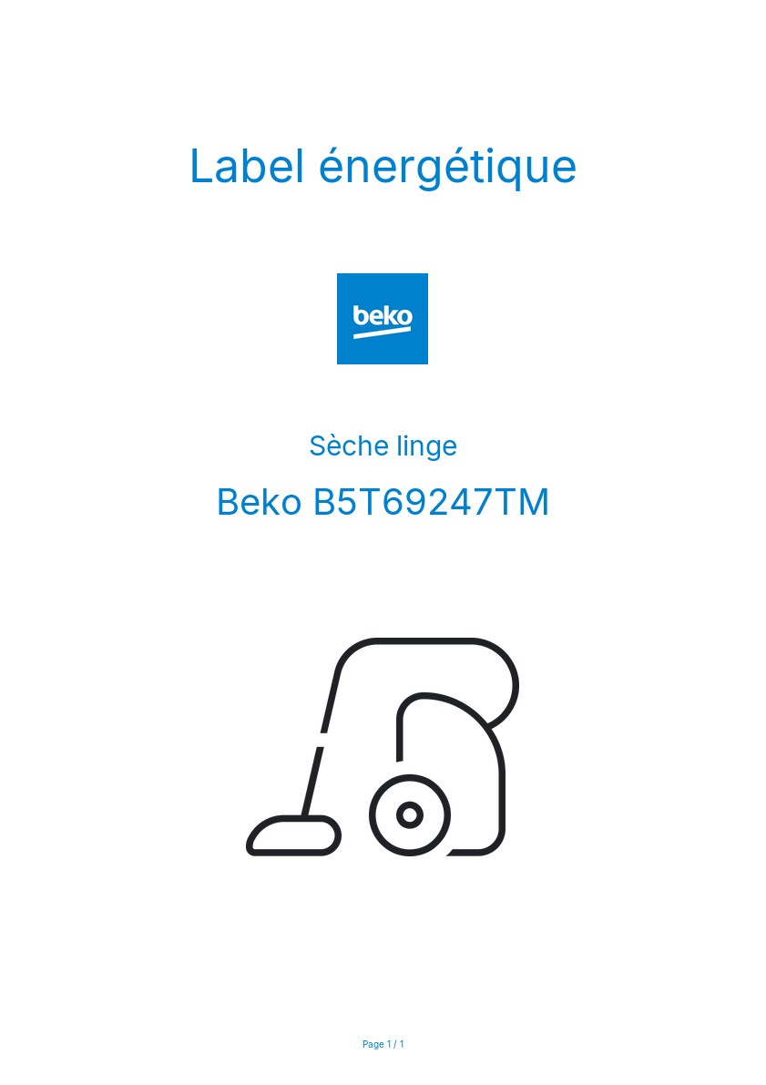 Image de la première page du manuel de l'appareil B5T69247TM
