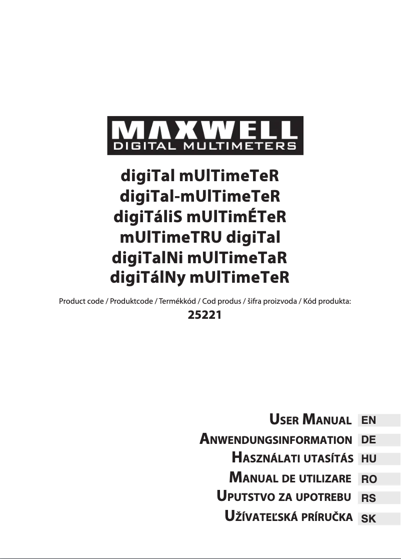 Page n°1 - Manuel utilisateur Maxwell MX-25221