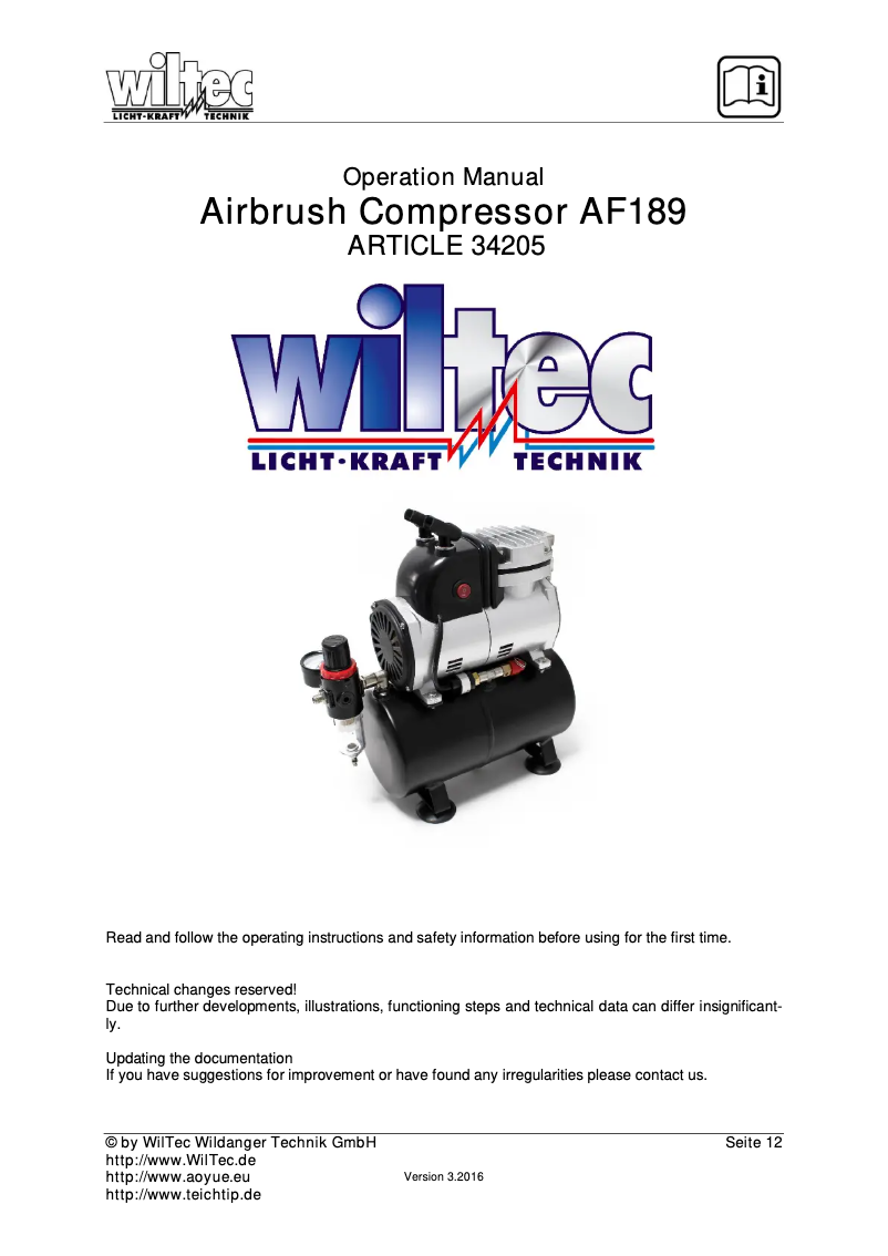 Página 1 del manual Manual de usuario WilTec AF189