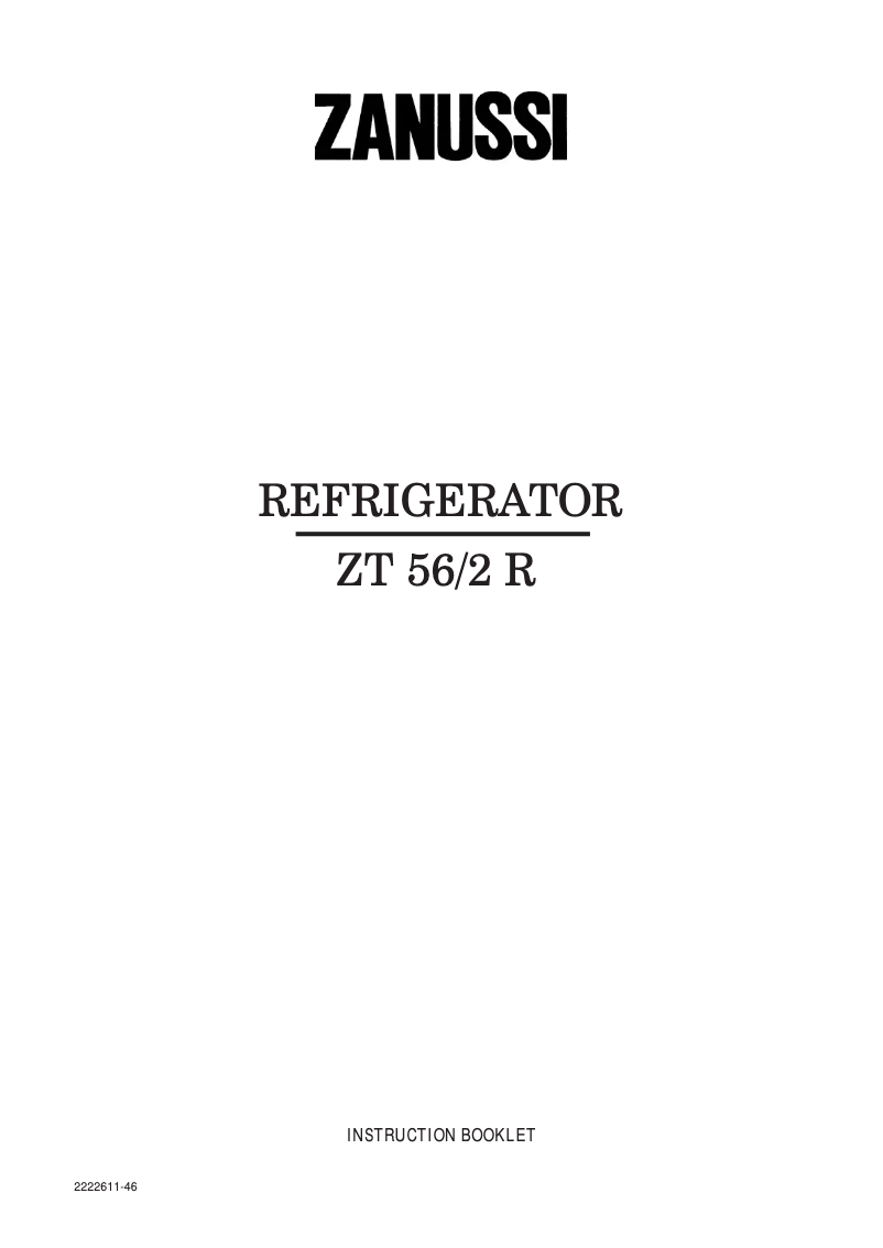Page 1 de la notice Manuel utilisateur Zanussi ZT56/2R