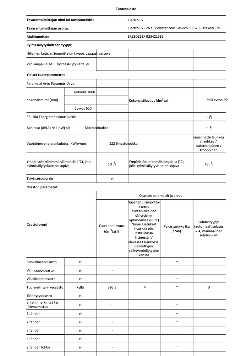 Page 1 de la notice Manuel utilisateur Electrolux ERS3DE39X