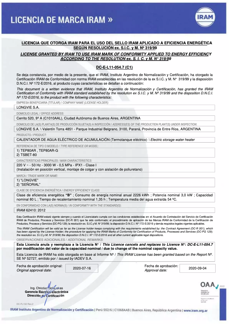 Page 1 de la notice Manuel utilisateur Longvie TE40F
