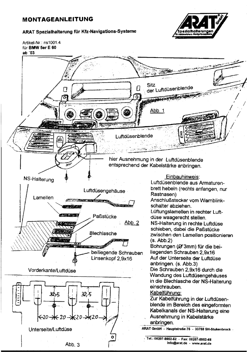 Page n°1 - Manuel utilisateur Arat NS1001.4