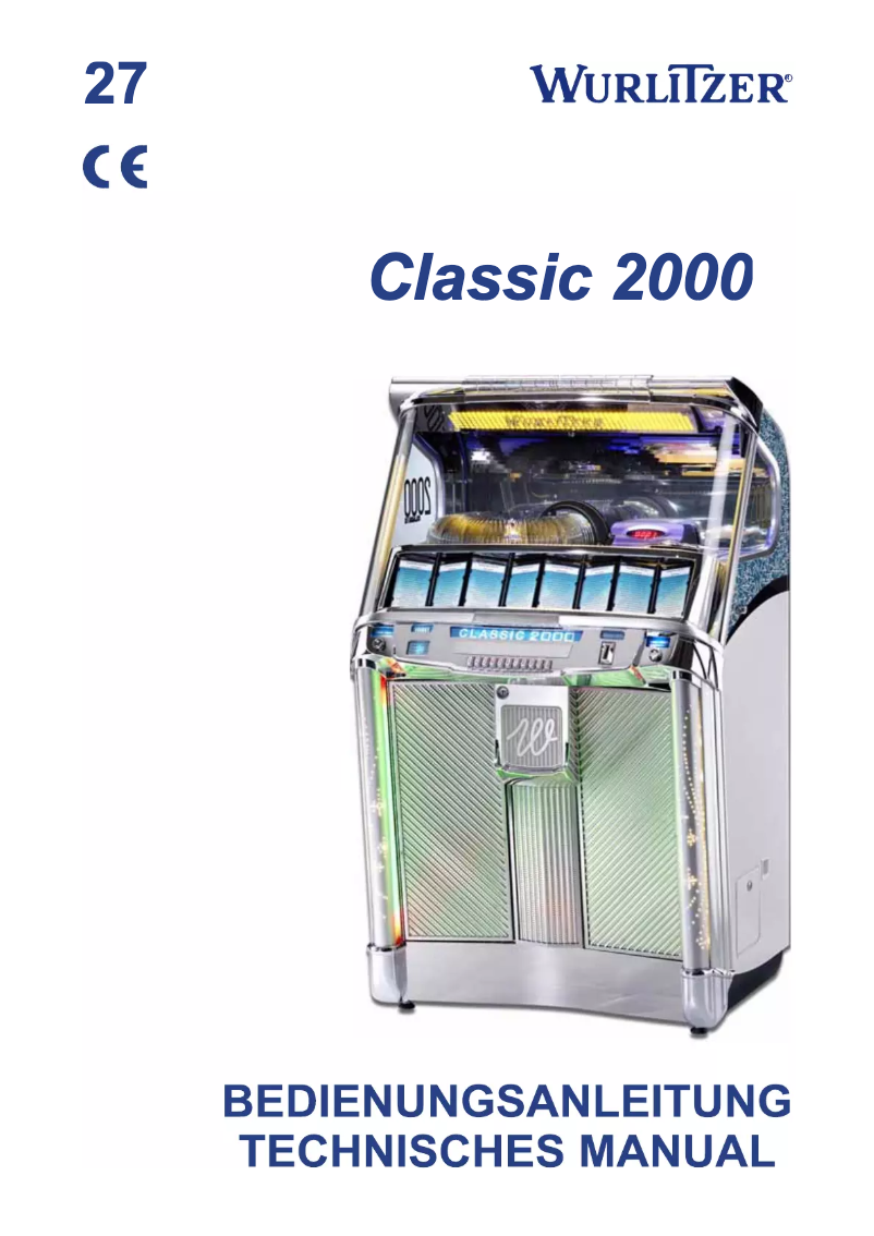 Page 1 de la notice Manuel utilisateur Wurlitzer Classic 2000