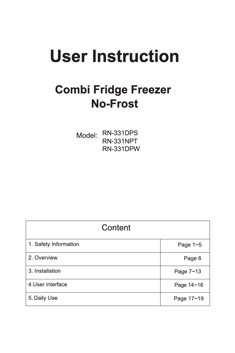 Page 1 de la notice Manuel utilisateur Daewoo RN-331DPS