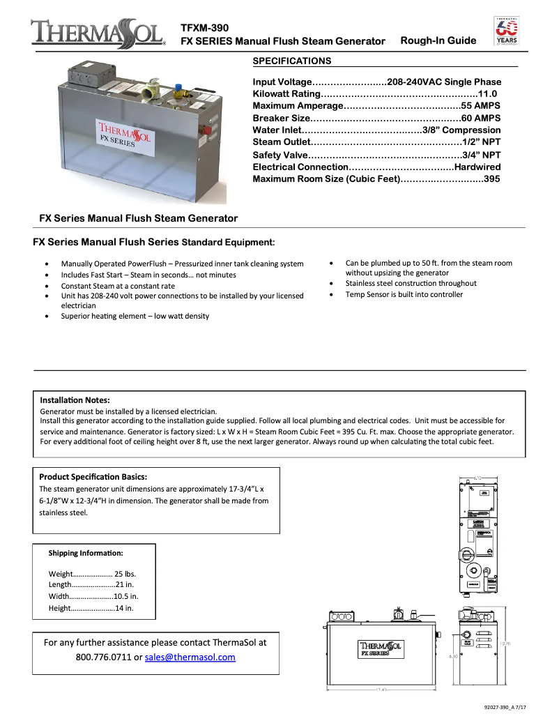 Page n°1 - Manuel utilisateur ThermaSol TFXM-390
