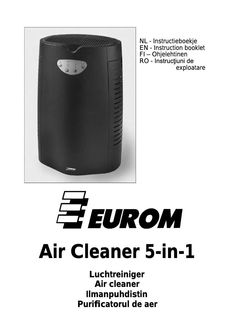 Page 1 de la notice Manuel utilisateur Eurom Air Cleaner 5-in-1