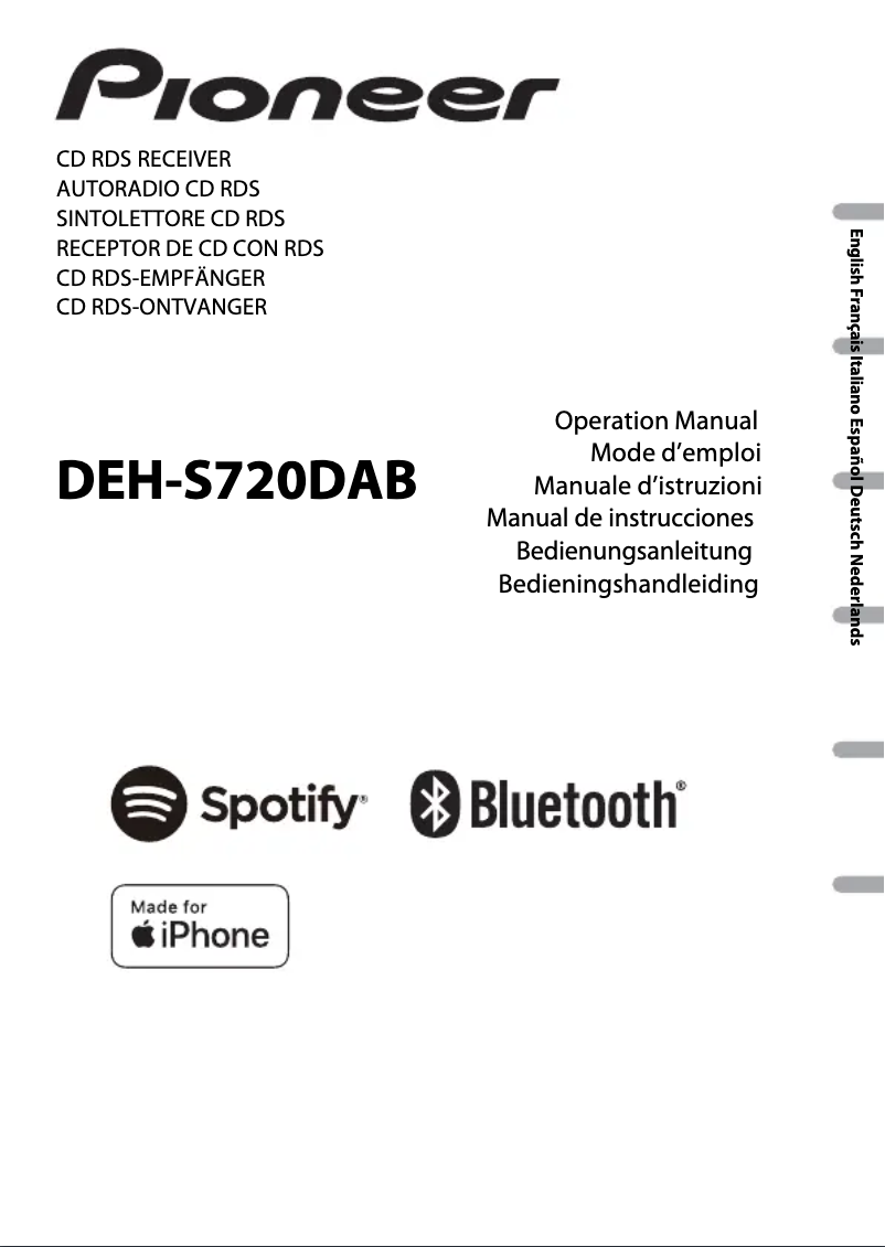 Image de la première page du manuel de l'appareil DEH-S720DAB