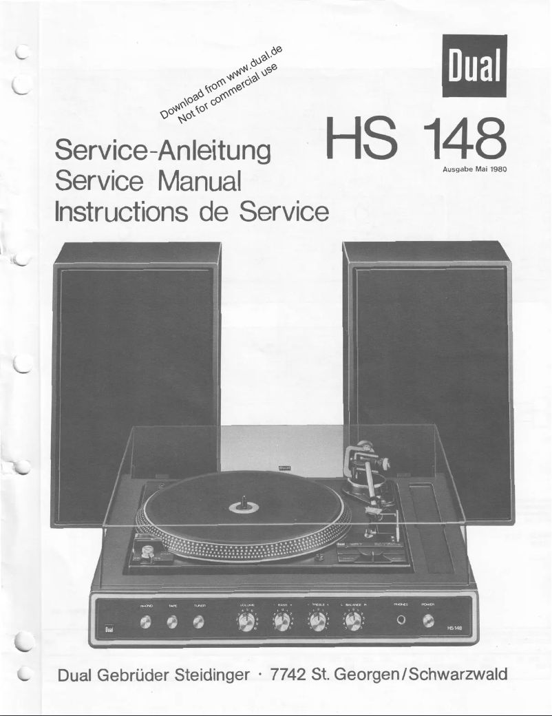 Page 1 de la notice Manuel utilisateur Dual HS 148