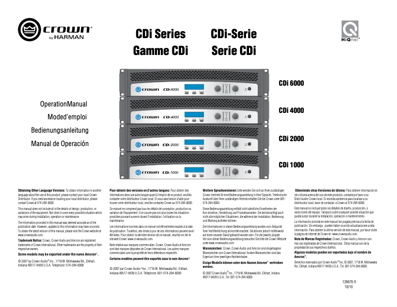 Image de la première page du manuel de l'appareil CDi 1000