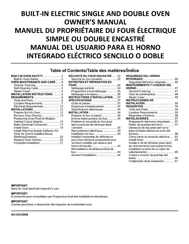 Page 1 de la notice Manuel utilisateur Maytag MOES6030LZ