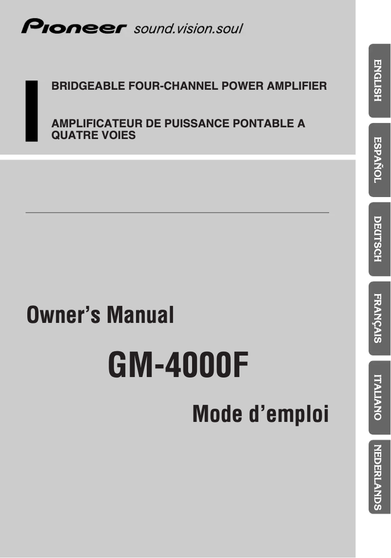 Page n°1 - Manuel utilisateur Pioneer GM-4000F