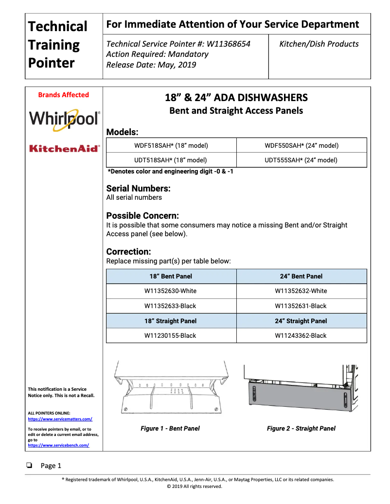 Page 1 de la notice Informations de garantie Whirlpool WDF518SAHM
