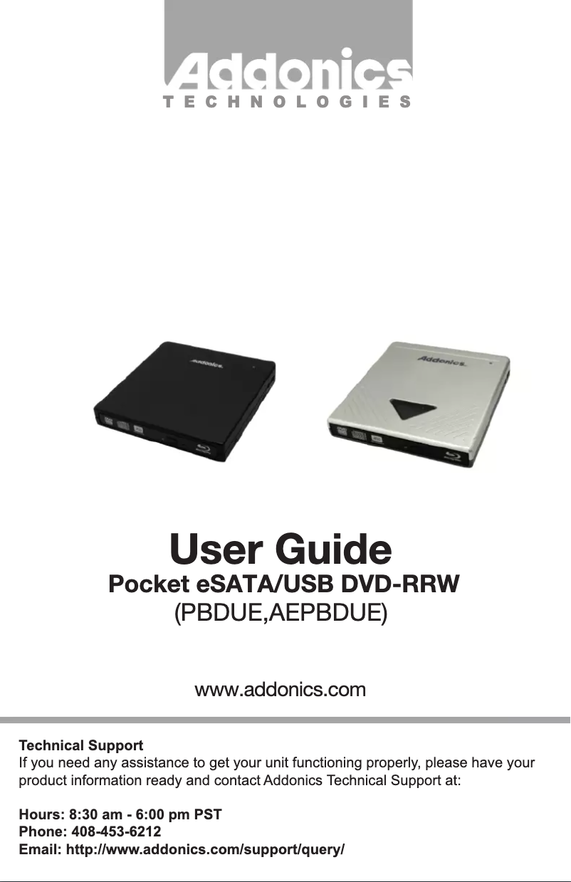 Page 1 de la notice Manuel utilisateur Addonics PBDUE