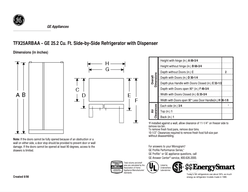 Imagen de la primera página del manual del dispositivo TFX25ARBAA