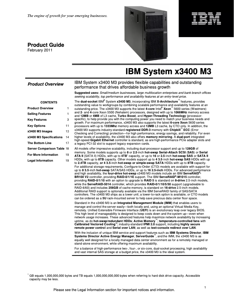 Page n°1 - Manuel utilisateur IBM eServer 7379K5G