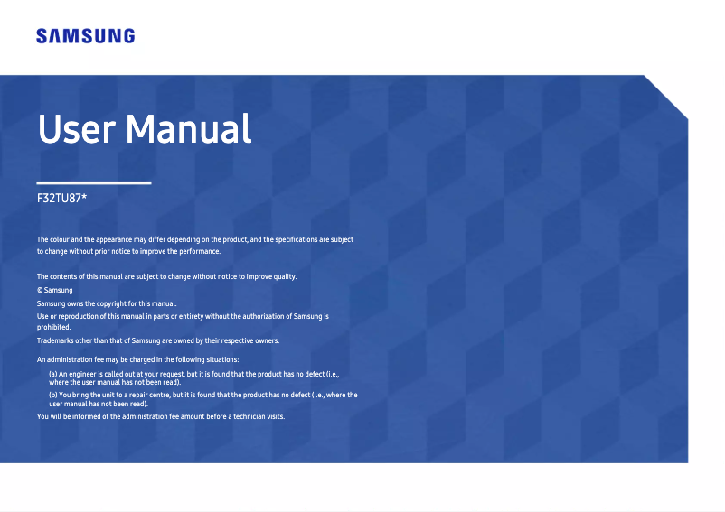 Page 1 de la notice Manuel utilisateur Samsung F32TU870VP