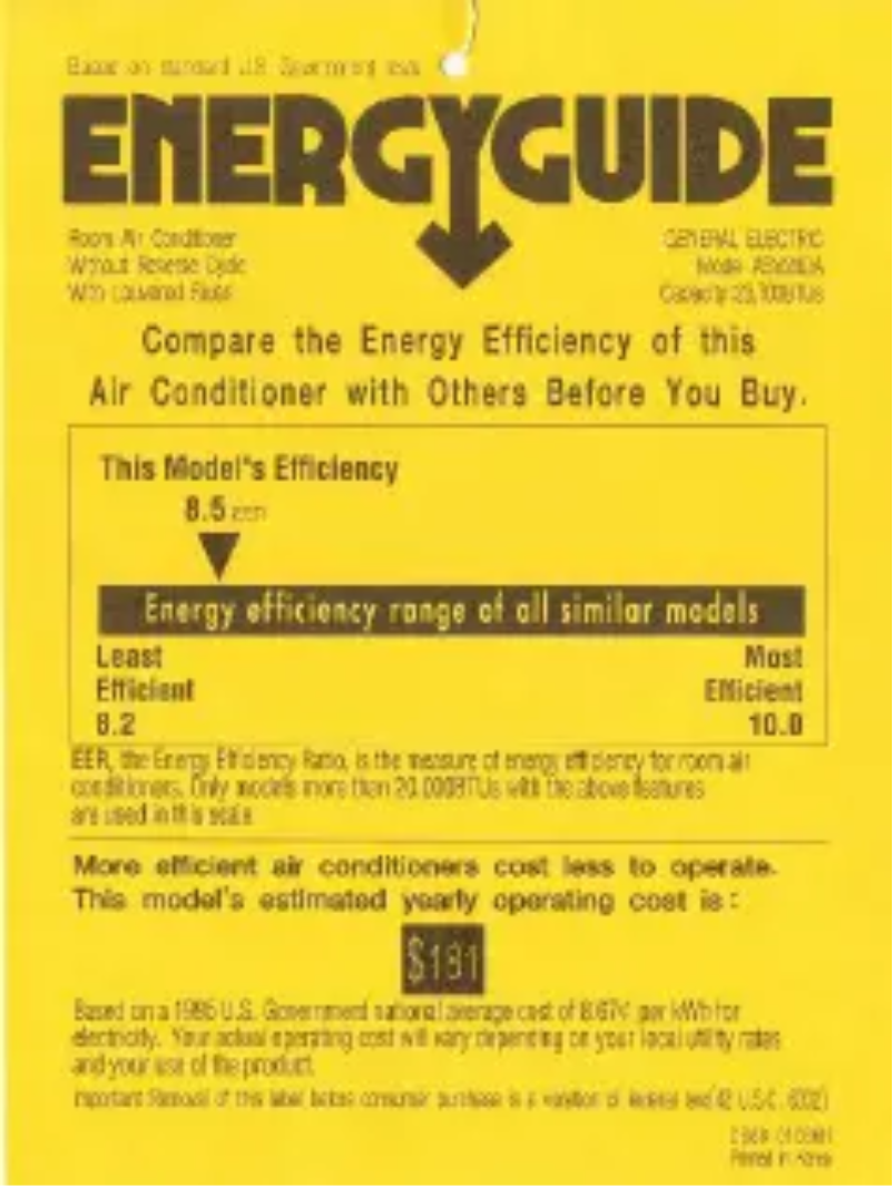 Página 1 del manual Etiqueta energética GE ASV24DA
